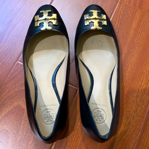 COPY - Tory Burch Black Leather Raleigh Ballet Resina Lea Flats - Picture 2 of 6
